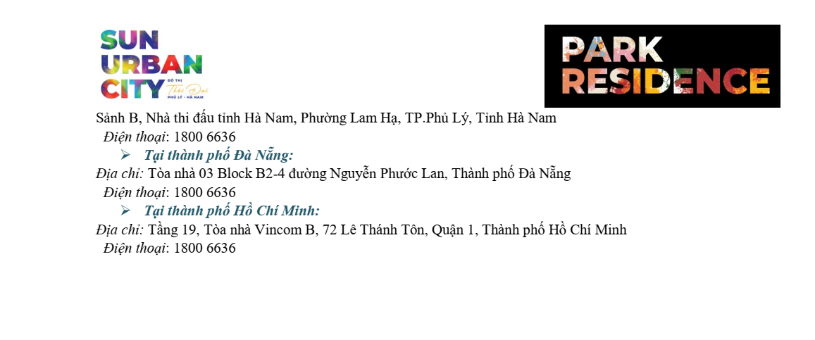 chính sách bán hàng chung cư park residence hà nam